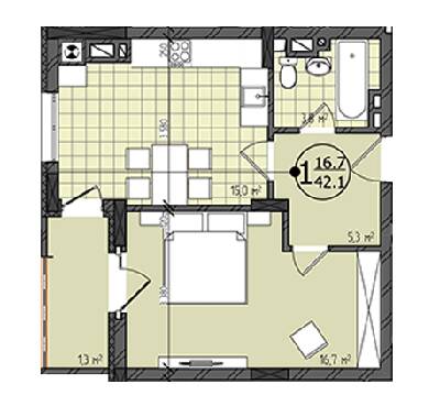 1-кімнатна 42.1 м² в ЖК Престижний від 15 950 грн/м², Чернівці