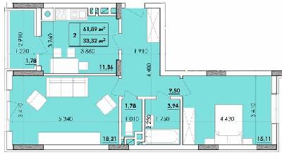 2-комнатная 61.89 м² в ЖК Венский Квартал от 18 200 грн/м², Черновцы