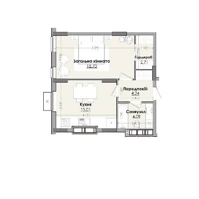 1-комнатная 39.75 м² в ЖК Millennium от 14 500 грн/м², г. Любомль