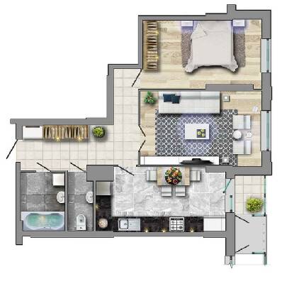 2-комнатная 71.58 м² в ЖК КиевSky от 17 400 грн/м², Чернигов