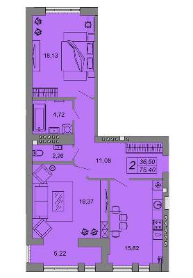 2-комнатная 75.4 м² в ЖК Юпитер от 14 000 грн/м², с. Липины