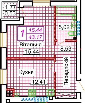 1-кімнатна 43.17 м² в ЖК Сімейна фортеця. Щастя від забудовника, с. Струмівка