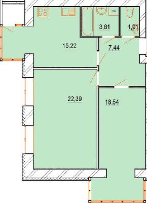 2-комнатная 69.31 м² в ЖК Перлина Поділля от 22 000 грн/м², Винница