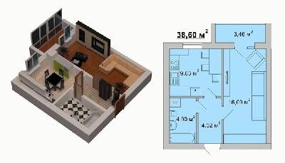 1-комнатная 38.6 м² в ЖМ Радуга от 15 000 грн/м², Винница