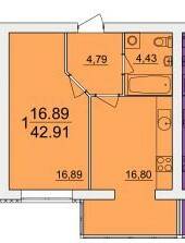 1-комнатная 42.91 м² в ЖК Набережний квартал от застройщика, г. Могилев-Подольский