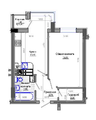 1-кімнатна 39.42 м² в ЖК Фаворит від 16 900 грн/м², Житомир