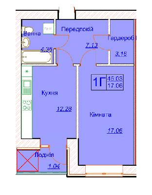 1-комнатная 45.03 м² в ЖК Апарт-Горизонт от застройщика, Тернополь