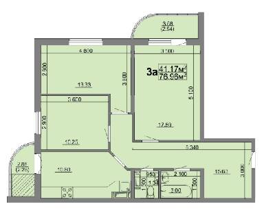 3-кімнатна 76.96 м² в ЖК вул. Припортова (Героїв Сталінграда), 22А від 13 200 грн/м², Черкаси