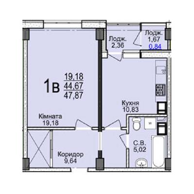 1-кімнатна 47.87 м² в ЖК Свято-Троїцький посад від 18 500 грн/м², Черкаси