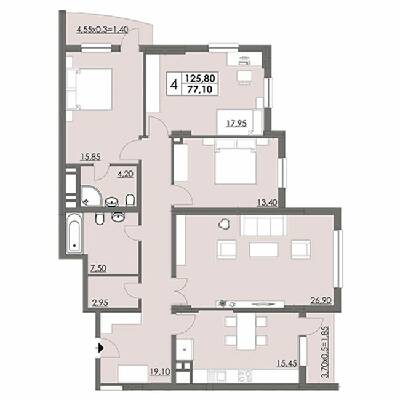 4-комнатная 125.8 м² в ЖК Плаза Квартал от 20 700 грн/м², Херсон