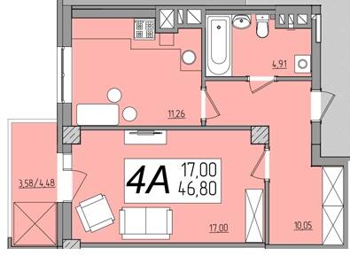 1-комнатная 46.8 м² в ЖК Олимп от 18 200 грн/м², Ровно