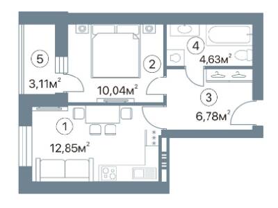 1-комнатная 37.41 м² в ЖК Оскар от 32 000 грн/м², Полтава