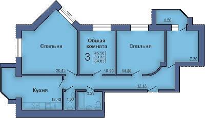 3-комнатная 84.83 м² в ЖК на ул. Мира, 18В от 17 500 грн/м², Полтава