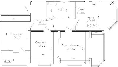 3-комнатная 90.82 м² в ЖК Панорама от застройщика, Сумы