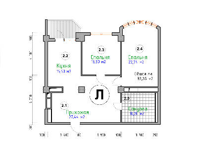 2-кімнатна 92.28 м² в ЖК Адмірал від 28 900 грн/м², Миколаїв