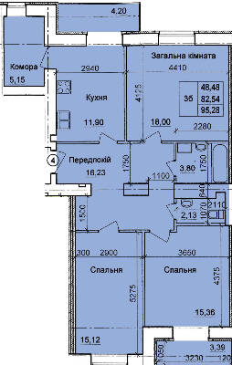 3-кімнатна 95.28 м² в ЖК по пров. Олега Кошового, 12 від 16 000 грн/м², м. Кременчук