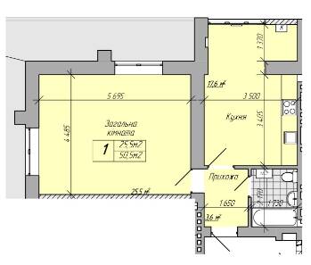 1-комнатная 50.5 м² в ЖК на ул. Лейтенанта Покладова, 29 от 13 500 грн/м², г. Кременчуг