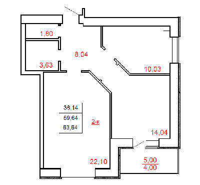 2-кімнатна 63.64 м² в ЖК Острів від 13 000 грн/м², м. Миргород