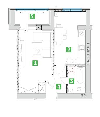 1-комнатная 43.77 м² в ЖК Парковий квартал от застройщика, г. Ковель