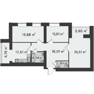 3-кімнатна 92.06 м² в ЖК Millennium State від 20 050 грн/м², м. Буча