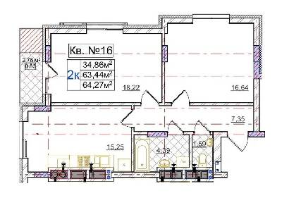 2-комнатная 64.27 м² в ЖК Сихов Яркий от 19 450 грн/м², Львов