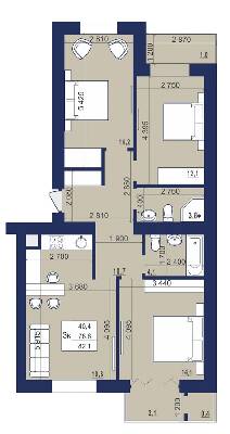 3-комнатная 82.1 м² в ЖК Набережный от 12 000 грн/м², г. Червоноград