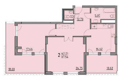 2-комнатная 87.56 м² в ЖК Praud Premium от 34 750 грн/м², Львов
