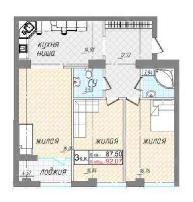 3-комнатная 92.07 м² в ЖК L7 House от 39 550 грн/м², Николаев