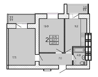 2-кімнатна 60.1 м² в ЖК ZerNova від 17 000 грн/м², Харків