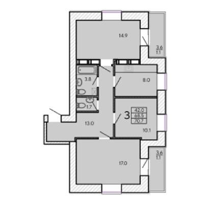 3-комнатная 70.7 м² в ЖК ZerNova от 17 500 грн/м², Харьков