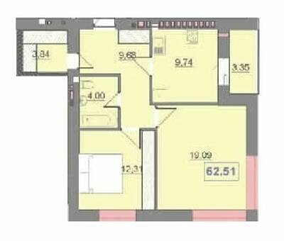 2-комнатная 62.51 м² в ЖК Квартал Патриот от 11 400 грн/м², Ивано-Франковск