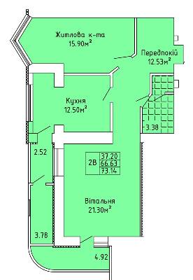 2-кімнатна 73.14 м² в ЖК на вул. Жаб`ївська, 56Б від 8 200 грн/м², смт Верховина