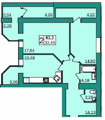 2-комнатная 83.3 м² в ЖК Левада от 8 000 грн/м², Хмельницкий