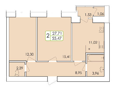 2-кімнатна 55.47 м² в ЖК Ранкове Family від 14 500 грн/м², Хмельницький