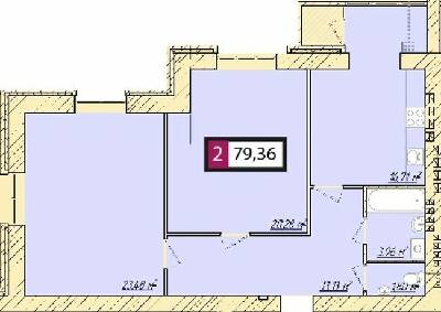 2-комнатная 79.36 м² в ЖК Премьер от 12 000 грн/м², г. Каменец-Подольский