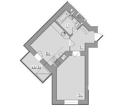 1-кімнатна 42.1 м² в ЖК Корольова від 17 450 грн/м², Рівне