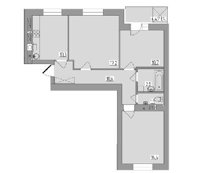 3-комнатная 72.1 м² в ЖК Королёва от 16 250 грн/м², Ровно