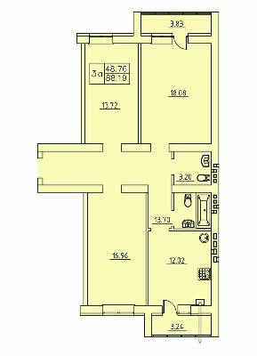 3-кімнатна 88.19 м² в ЖК Городок від 13 300 грн/м², Суми