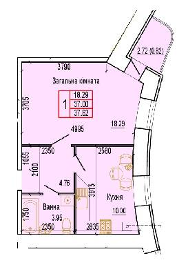 1-кімнатна 37.82 м² в ЖК Еверест від 14 000 грн/м², Суми