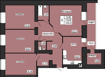 4-комнатная 124.56 м² в ЖК на ул. Лучаковского-Троллейбусная от 16 500 грн/м², Тернополь