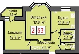 2-комнатная 63 м² в ЖК Васильковый дом от 15 000 грн/м², с. Липины