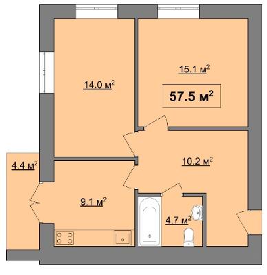 2-комнатная 57.5 м² в ЖК Квартал Карпатский от 13 550 грн/м², Ивано-Франковск