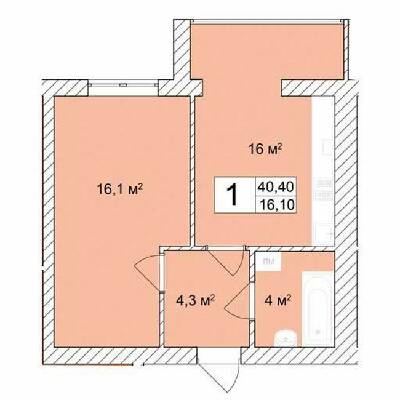 1-комнатная 40.4 м² в ЖК Прага от 14 000 грн/м², г. Староконстантинов