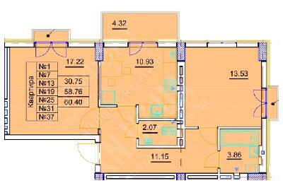 2-кімнатна 60.4 м² в ЖК Парковий від 19 150 грн/м², Ужгород