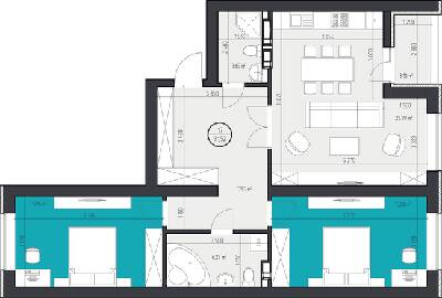 2-кімнатна 91.52 м² в ЖК 3V Volkova від 17 150 грн/м², Кропивницький