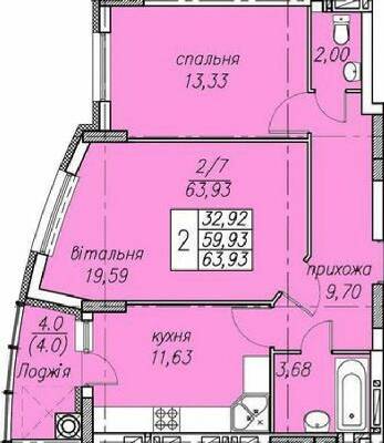 2-комнатная 63.93 м² в ЖК Панорама от 20 000 грн/м², Тернополь