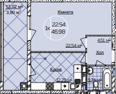 1-кімнатна 46.98 м² в ЖК Imperial Park Avenue від забудовника, Чернівці