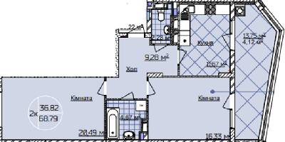 2-кімнатна 68.79 м² в ЖК Imperial Park Avenue від 19 500 грн/м², Чернівці