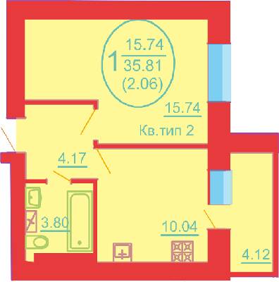 1-комнатная 35.81 м² в ЖК София Киевская от 16 000 грн/м², с. Софиевская Борщаговка