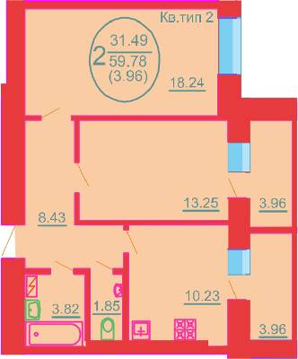 2-комнатная 59.78 м² в ЖК София Киевская от 14 700 грн/м², с. Софиевская Борщаговка